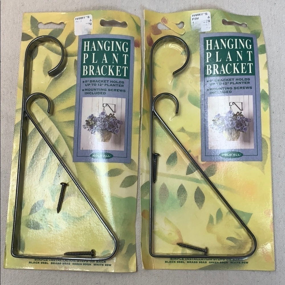 Pair VTG 90s wrought Iron Hanging Plant Brackets